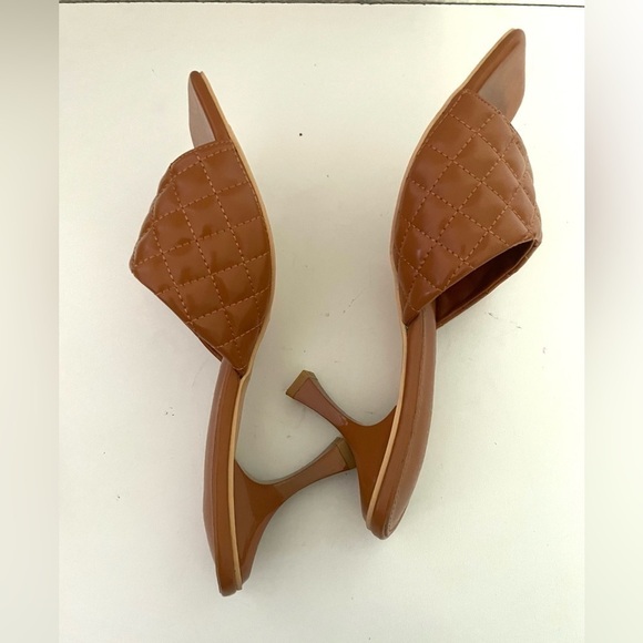 WSKEISP woman’s quilted slip on heeled mules Square open toe tan brown size 43 - Picture 11 of 14